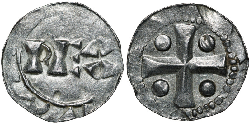 The Netherlands. Deventer. Heinrich II 1002-1014. AR Denar (15mm, 0.85g). Devent...