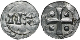 The Netherlands. Deventer. Heinrich II 1002-1014. AR Denar (15mm, 0.85g). Deventer mint. REX / Cross with pellets in each angle. Ilisch 1.5. Very Fine...