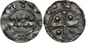 The Netherlands. Deventer. Heinrich II 1002-1014. AR Denar (17mm, 1.06g). Deventer mint. REX / Cross with pellets in each angle. Ilisch 1.5. Very Fine...