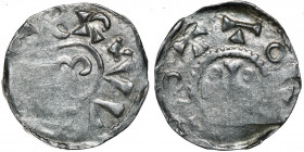 The Netherlands. Region of Utrecht. Otto III 983-996. AR Denar (18.5mm, 1.27g). Uncertain mint in the region of Utrecht. VV[__]Ƨ RX, omega in circle /...
