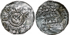Switzerland. Diocese of Chur. Ulrich I von Lenzburg 1002-1026. AR Denar (20mm, 1.09g). Chur mint. DELRICVS EPS, monogram consisting of O and V / CVR [...