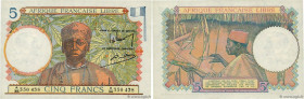 Country : FRENCH EQUATORIAL AFRICA 
Face Value : 5 Francs 
Date : (1941) 
Period/Province/Bank : Afrique Française Libre 
Department : Congo 
French C...