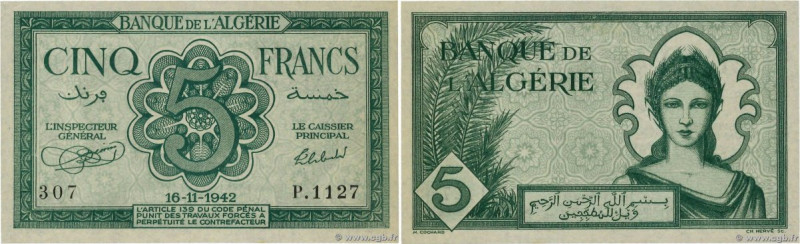 Country : ALGERIA 
Face Value : 5 Francs 
Date : 16 novembre 1942 
Period/Provin...