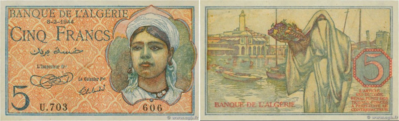 Country : ALGERIA 
Face Value : 5 Francs 
Date : 08 février 1944 
Period/Provinc...