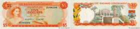 Country : BAHAMAS 
Face Value : 5 Dollars 
Date : (1965) 
Period/Province/Bank : The Bahamas Government 
Catalogue reference : P.21a 
Alphabet - signa...