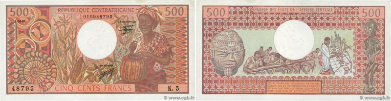 Country : CENTRAL AFRICAN REPUBLIC 
Face Value : 500 Francs 
Date : 01 juin 1981...