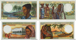 Country : COMOROS 
Face Value : 500 et 1000 Francs Lot 
Date : (1976) 
Period/Province/Bank : Institut d'émission des Comores 
Catalogue reference : P...