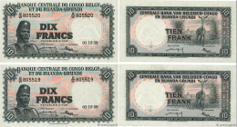 Country : BELGIAN CONGO 
Face Value : 10 Francs Consécutifs 
Date : 01 décembre 1959 
Period/Province/Bank : Banque Centrale du Congo Belge et du Ruan...