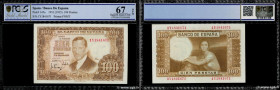 Country : SPAIN 
Face Value : 100 Pesetas 
Date : 07 avril 1953 
Period/Province/Bank : Banco de Espana 
Catalogue reference : P.145a 
Alphabet - sign...