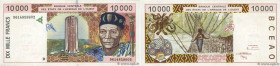Country : WEST AFRICAN STATES 
Face Value : 10000 Francs 
Date : 1996 
Period/Province/Bank : B.C.E.A.O. 
Department : Mali 
Catalogue reference : P.4...