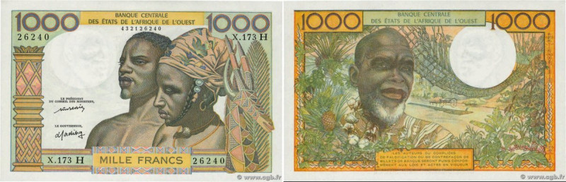 Country : WEST AFRICAN STATES 
Face Value : 1000 Francs 
Date : (1977-1979) 
Per...