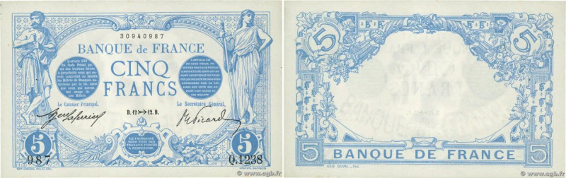 Country : FRANCE 
Face Value : 5 Francs BLEU 
Date : 12 novembre 1912 
Period/Pr...