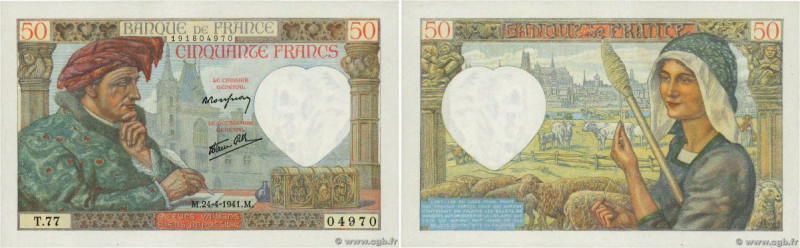 Country : FRANCE 
Face Value : 50 Francs JACQUES CŒUR 
Date : 24 avril 1941 
Per...