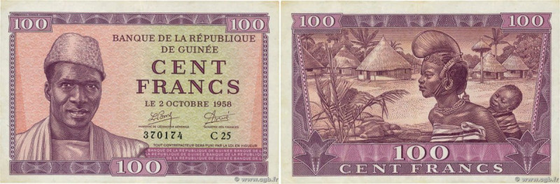 Country : GUINEA 
Face Value : 100 Francs 
Date : 02 octobre 1958 
Period/Provin...