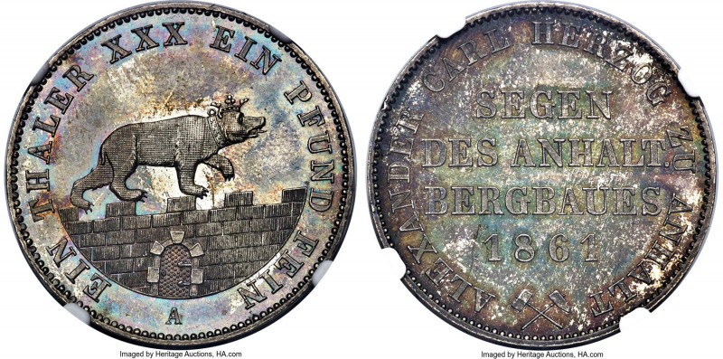 Anhalt-Bernburg. Alexander Carl Taler 1861-A MS63 NGC, Berlin mint, KM88, Dav-50...