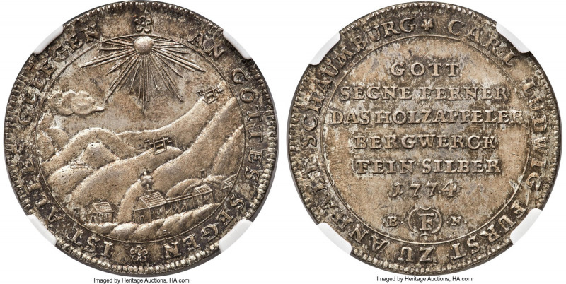 Anhalt-Bernburg-Schaumburg-Hoym. Karl Ludwig "Mining" Taler 1774 BFN-S MS65+ NGC...