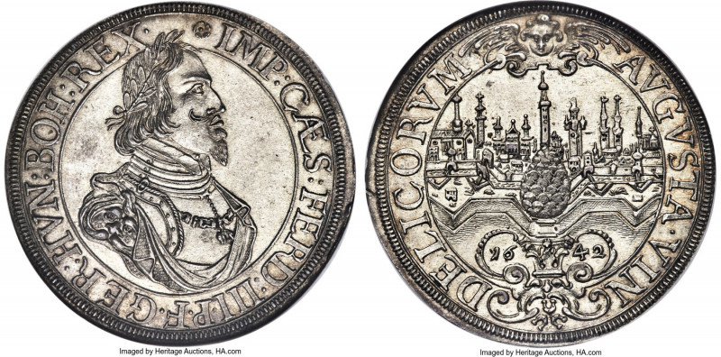 Augsburg. Free City "City View" Taler 1642 MS64 NGC, Augsburg mint, KM77, Dav-50...