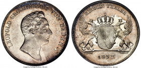 Baden. Leopold I Taler 1837 MS67 NGC, Karlsruhe mint, KM195.2, Dav-519, AKS-80, Thun-19. A coin which perfectly demonstrates the immense impact of out...