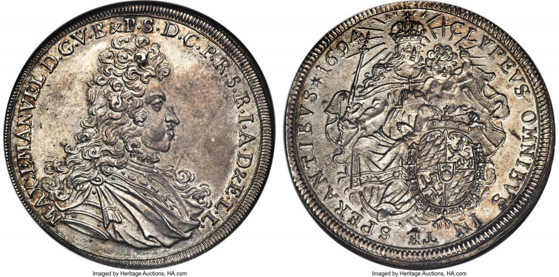 Bavaria. Maximilian II Emanuel "Madonna" Taler 1694 MS64 NGC, Munich mint, KM363...