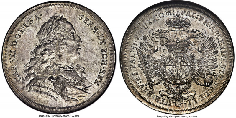 Bavaria. Karl Albrecht Taler 1743 MS63 NGC, Munich mint, KM464, Dav-1947, Schön-...