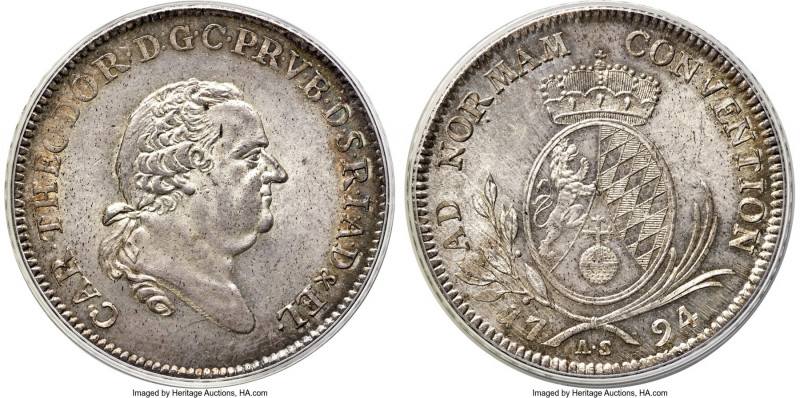 Bavaria. Karl Theodor Thaler 1794-AS MS65 PCGS, Mannheim mint, KM560.3, Dav-1959...
