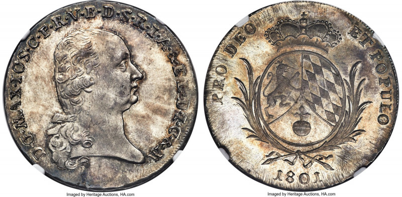 Bavaria. Maximilian I Joseph Taler 1801 MS62 NGC, Munich mint, KM644, Dav-540, S...