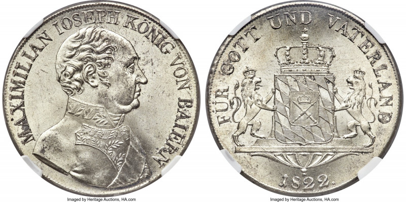 Bavaria. Maximilian I Joseph Taler 1822 MS65 NGC, Munich mint, KM716, Dav-554, A...