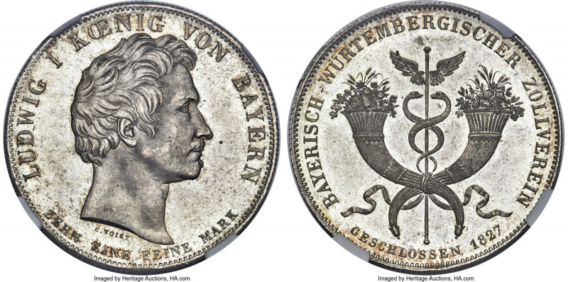 Bavaria. Ludwig I "Customs Treaty" Taler 1827 MS67 NGC, Munich mint, KM731, Dav-...