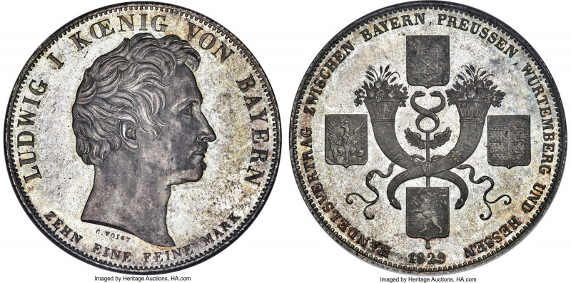 Bavaria. Ludwig I "Commercial Treaty" Taler 1829 MS66 NGC, Munich mint, KM738, D...