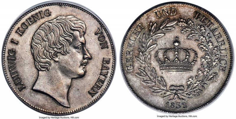 Bavaria. Ludwig I Taler 1832 MS65 PCGS, Munich mint, KM751, Dav-565, AKS-76, Thu...