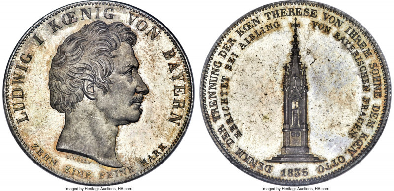 Bavaria. Ludwig I "Monument" Taler 1835 MS65 NGC, Munich mint, KM778, Dav-575, A...
