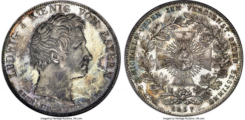 Bavaria. Ludwig I "Order of Merit" Taler 1837 MS65 NGC, Munich mint, KM790, Dav-...