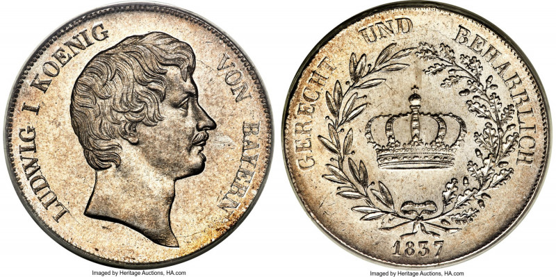 Bavaria. Ludwig I Taler 1837 MS62 PCGS, Munich mint, KM751, Dav-565, AKS-76, Thu...