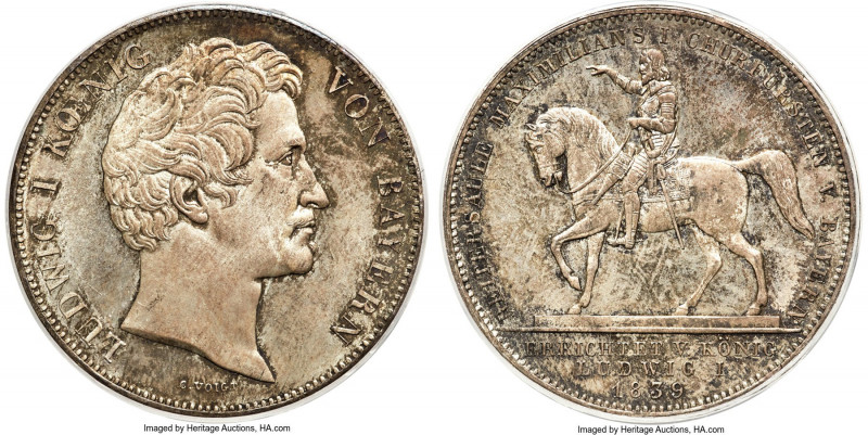 Bavaria. Ludwig I "Maximilian I" 2 Taler 1839 MS66 PCGS, Munich mint, KM805, Dav...