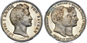 Bavaria. Ludwig I "Royal Wedding" 2 Taler 1842 MS65 S Prooflike NGC, Munich mint, KM812.1, Dav-588, AKS-104, Thun-81. Variety with date as 12 OCTB. 18...