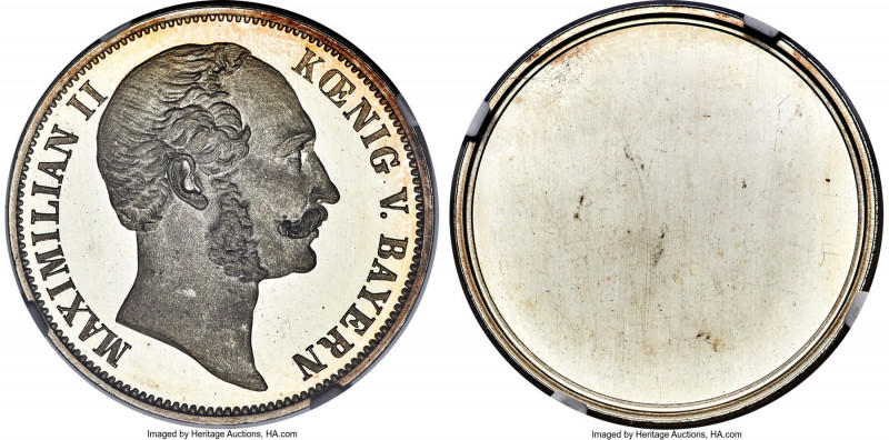 Bavaria. Maximilian II silver Proof Uniface Obverse Trial Taler ND (1848-1864) P...
