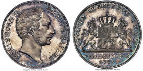 Bavaria. Maximilian II Proof 2 Taler (3-1/2 Gulden) 1855 PR63 Cameo NGC, Munich mint, cf. KM837 (unlisted in Proof), Dav-601, AKS-146, Thun-91. To dat...