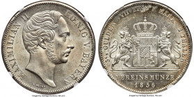 Bavaria. Maximilian II 2 Taler (3-1/2 Gulden) 1856 MS63+ NGC, Munich mint, KM837, Dav-601, AKS-146, Thun-91. Remarkably minimally marked for its size ...