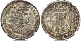 Brandenburg. Friedrich III 2/3 Taler (Gulden) 1689-LCS MS64 NGC, Berlin mint, KM556, Dav-270A, von Schrötter-66. Variety with bust breaking legend and...