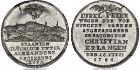 Brandenburg-Ansbach. Alexander 1/6 Taler (20 Kreuzer) 1786 MS66 NGC, Schwabach mint, KM334 (1/4 Taler), Schön-147 (under Bayreuth), Wilmersdörffer-116...