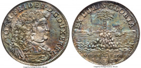 Brunswick-Lüneburg-Calenberg. Johann Friedrich 2/3 Taler (Gulden) 1677 MS65 NGC, Hannover mint, KM187, Dav-377A, Knyphausen-2442, Welter-1728. Variety...