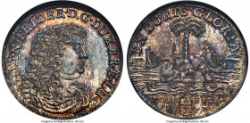 Brunswick-Lüneburg-Calenberg. Johann Friedrich 2/3 Taler (Gulden) 1677 MS65 NGC, Hannover mint, KM-A224, Dav-377A, Knyphausen-2442, Welter-1728. Varie...