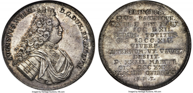 Brunswick-Wolfenbüttel. Ludwig Rudolf "Death of August Wilhelm" Taler 1731-IHT M...