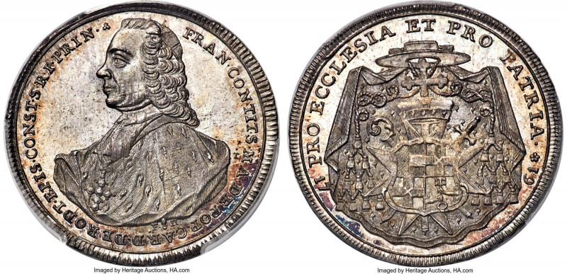 Constance. Franz Conrad 1/2 Taler 1761-FH MS65 PCGS, Augsburg mint, KM17, Schön-...