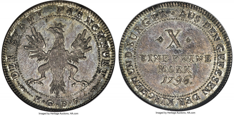 Frankfurt. Free City "Contribution" Taler 1796-HGBH MS65 NGC, Frankfurt am Main ...