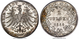 Frankfurt. Free City 2 Gulden 1846 MS66 PCGS, Frankfurt am Main mint, KM333, Dav-642, J-28. Clearly freshly struck from heavily polished dies, this jo...