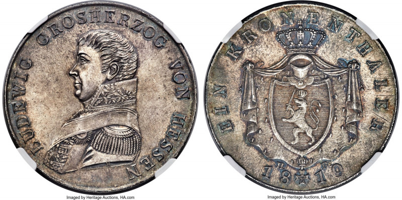 Hesse-Darmstadt. Ludwig X Taler 1819-HR MS66+ NGC, Darmstadt mint, KM287, Dav-69...