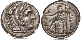 MACEDONIAN KINGDOM. Alexander III the Great (336-323 BC). AR tetradrachm (27mm, 17.24 gm, 7h). NGC Choice AU S 5/5 - 5/5. Posthumous issue of Amphipol...
