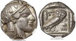 ATTICA. Athens. Ca. 475-465 BC. AR tetradrachm (24mm, 17.20 gm, 7h). NGC AU S 5/5 - 5/5, Fine Style. Head of Athena right with frontal eye and "archai...