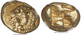 IONIA. Erythrae. Ca. 550-500 BC. EL sixth-stater or hecte (11mm, 2.59 gm). NGC AU 4/5 - 4/5. Head of Heracles left, wearing lion skin headdress / Quad...
